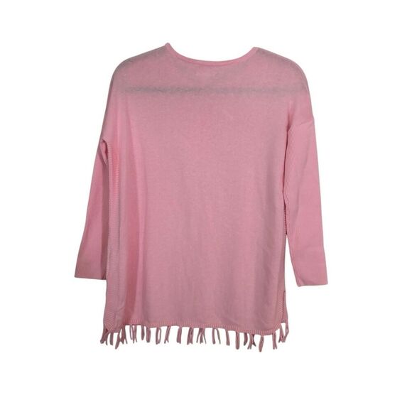 Girls Lilly Pulitzer Mini Ramona Sweater SZ XL Baby Pink Cotton Fringe Preppy - Picture 2 of 6